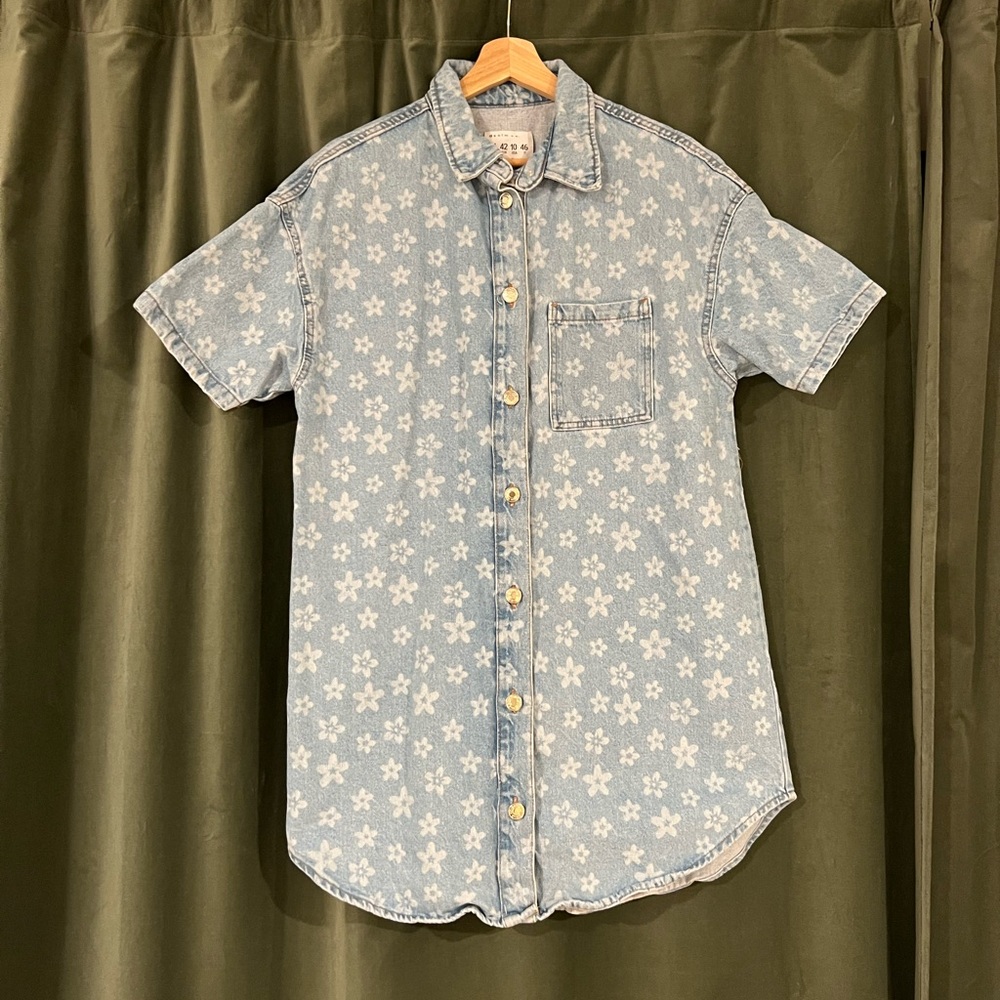 Denim button down t-shirt dress | Primark